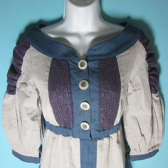 NUVULA Costume Style Mini Dress Blue & Cream Marked Size S Fits XS -Los Angeles - Picture 9 of 11